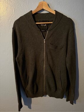 TY-LR Men's Slate Grey Zip-Front Sweater
